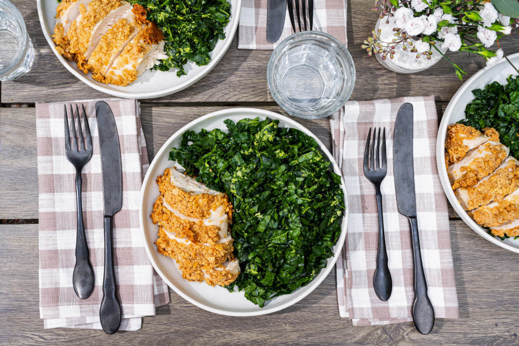 Garlic Crusted Chicken and Kale