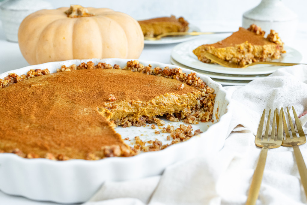 Pumpkin Mousse with Almond Walnut Crust