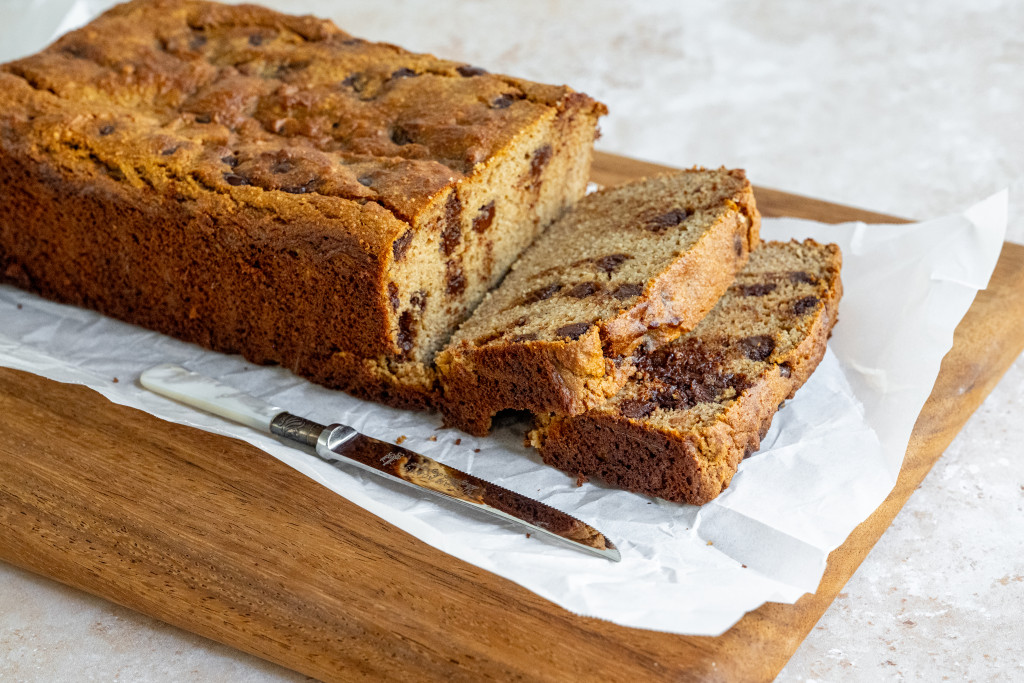 Creamy Chocolate Banana Bread, Sliced