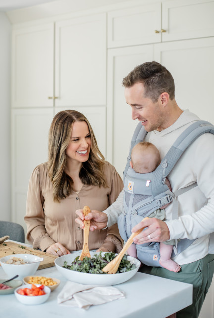 Brigid and Johnny making a salad with McKinley